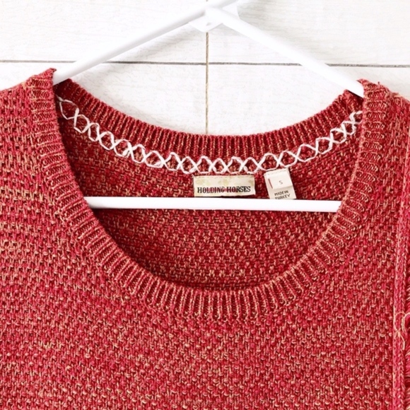 Anthropologie Holding Horses Red Knit Shift Dress - Picture 3 of 8